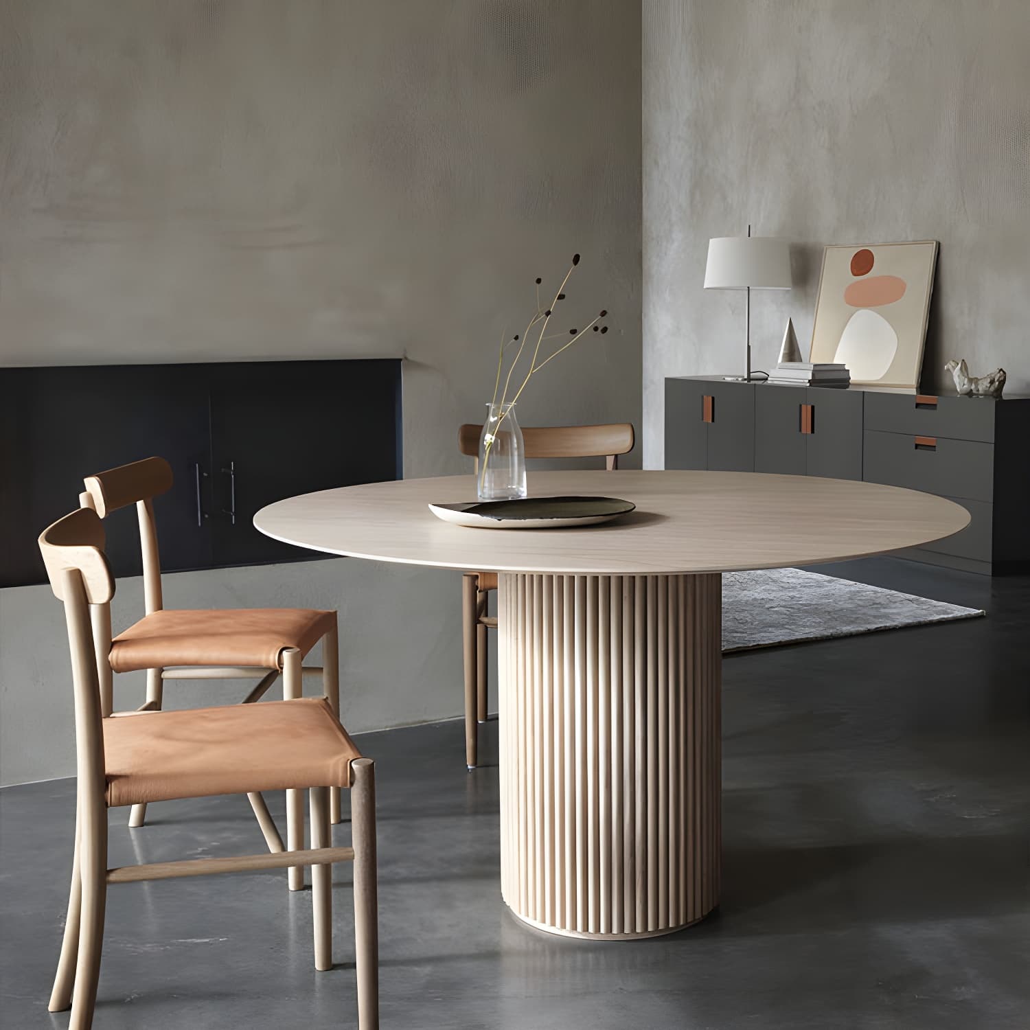 Modern Round Wood Dining Table Home Kitchen Dinner Pedestal Dining Table thumbnail 13