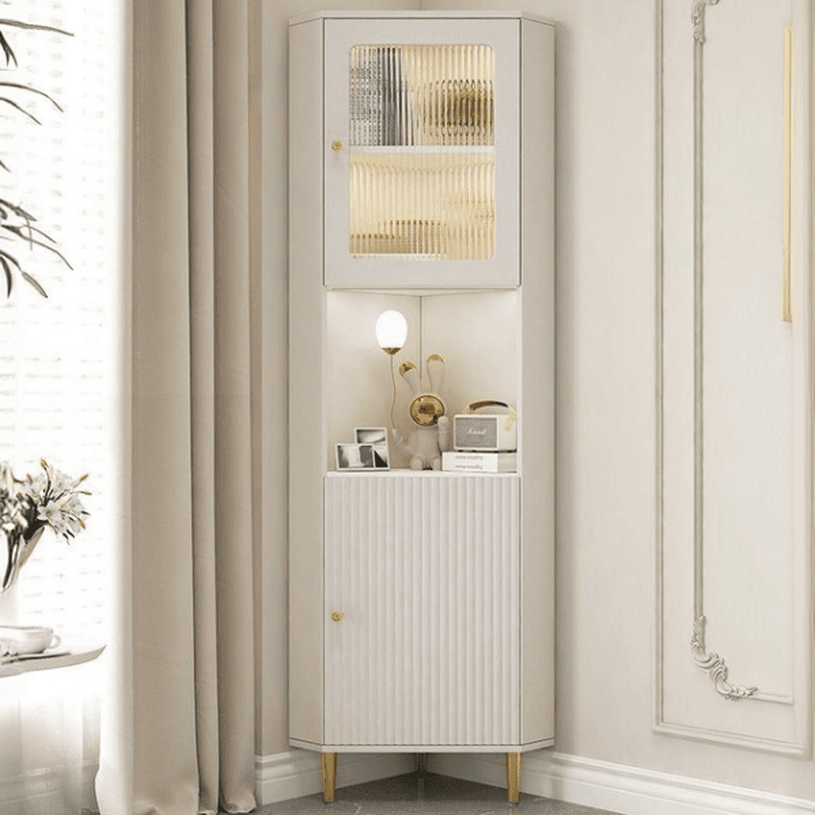 Grey/Beige Engineered Wood Utility Cabinet with Illuminating in a Modern Style thumbnail 6