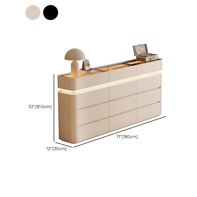 Simplistic Hardwood Double Dresser with 8 Horizontal Drawers and LED Lights thumbnail 17