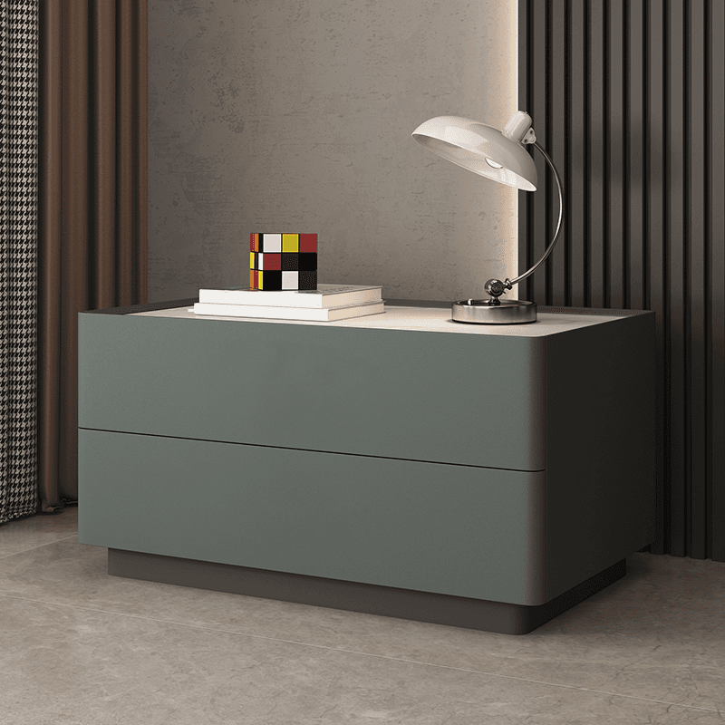 Casual Sintered Stone Countertop Drawer Storage Nightstand with 2 Drawers thumbnail 1