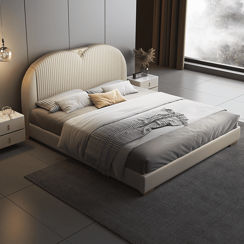 Beige Solid Color Storage Bed/Platform Bed with Pine Wood Frame for Living Room thumbnail 1