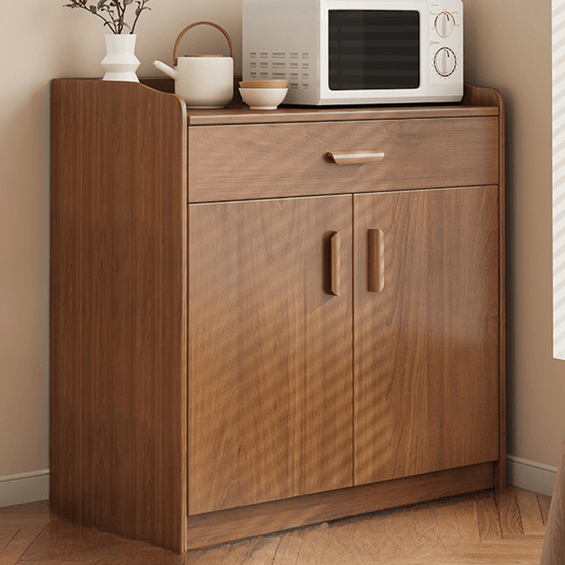 Modish Sideboard/Microwave Shelf Cabinet with Multiple Drawers, Narrow Size, 1 to 3 Shelves, Larder Storage, Timber Countertop, and Various Doors thumbnail 4