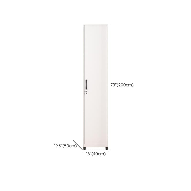 White Modish Steel Independent Armoire Cabinet with Adaptable Shelf, Soft Close Door, and Clothing Rod thumbnail 17
