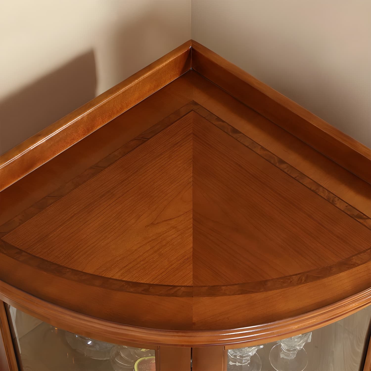Corner Mid-Century Modern Accent Cabinet with Wood Counter Top and 3 Shelves thumbnail 10