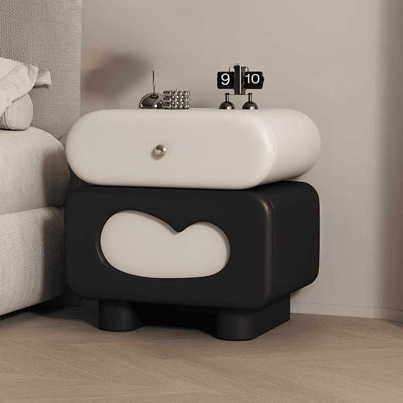 Organic Modern 2 Tiers Swivel Nightstand With Drawer Organization in Natural Wood thumbnail 1