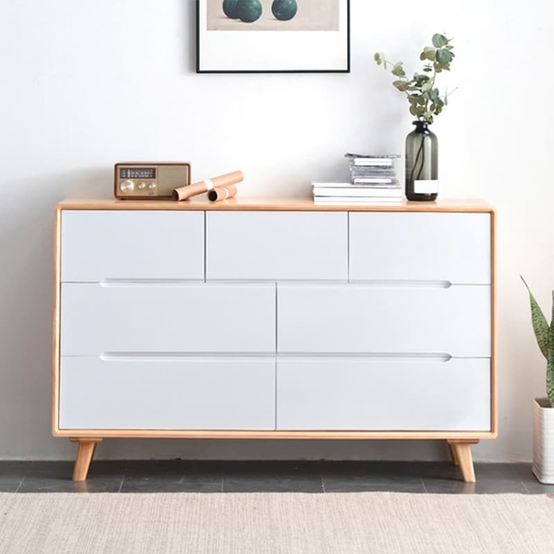 Five-Drawer Wooden Dresser, Natural Color, Modern Design, 50in Length, Pre-Drilled thumbnail 5
