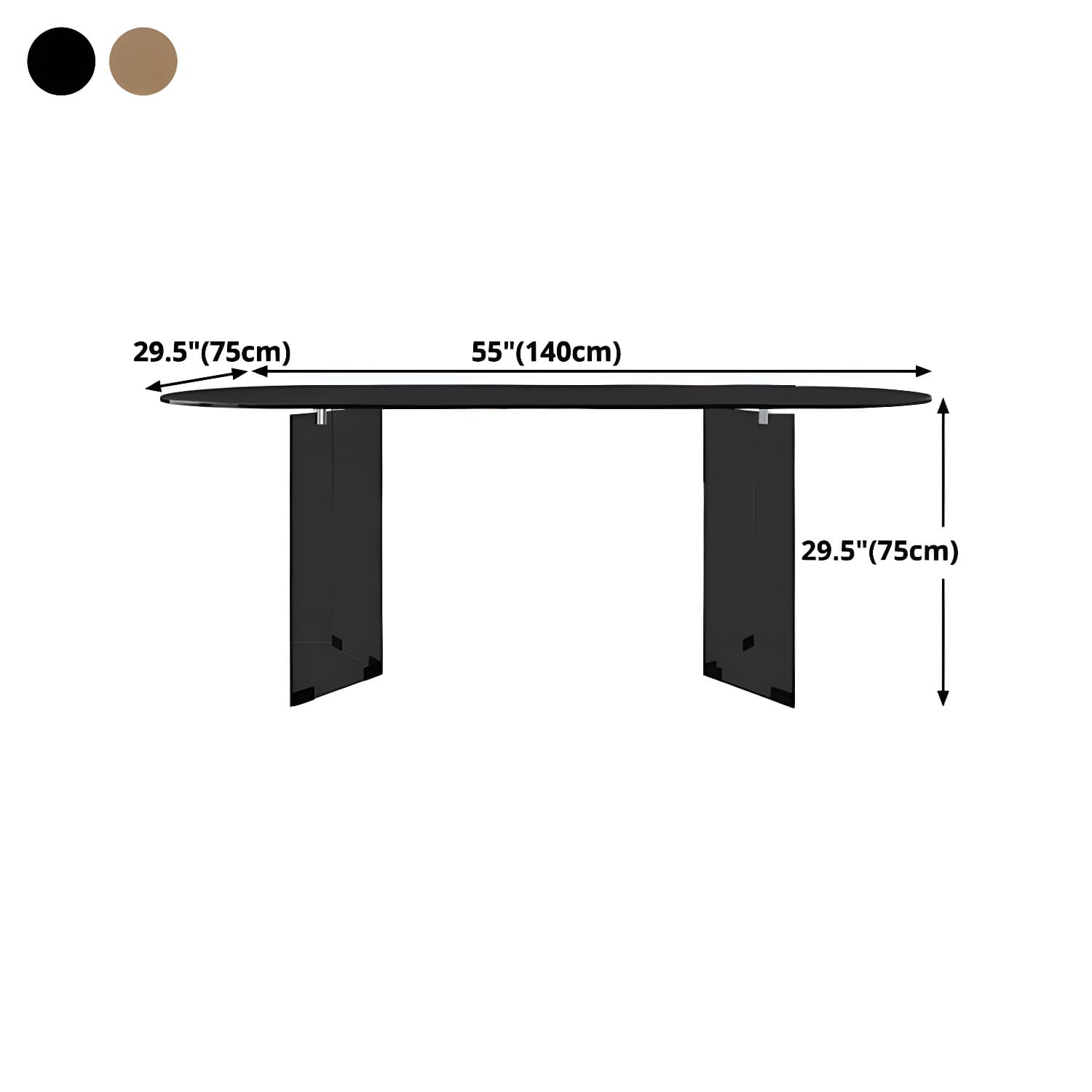 Glass Contemporary Oval Dining Table Clear Glass Top Table with Double Pedestal thumbnail 10