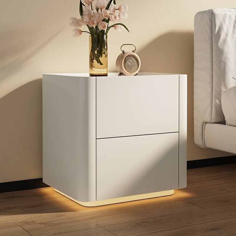 Modern Stylish Wood Nightstand Drawer Storage Petite Under 23 Inches Tall for Elegant Bedroom Decor thumbnail 6