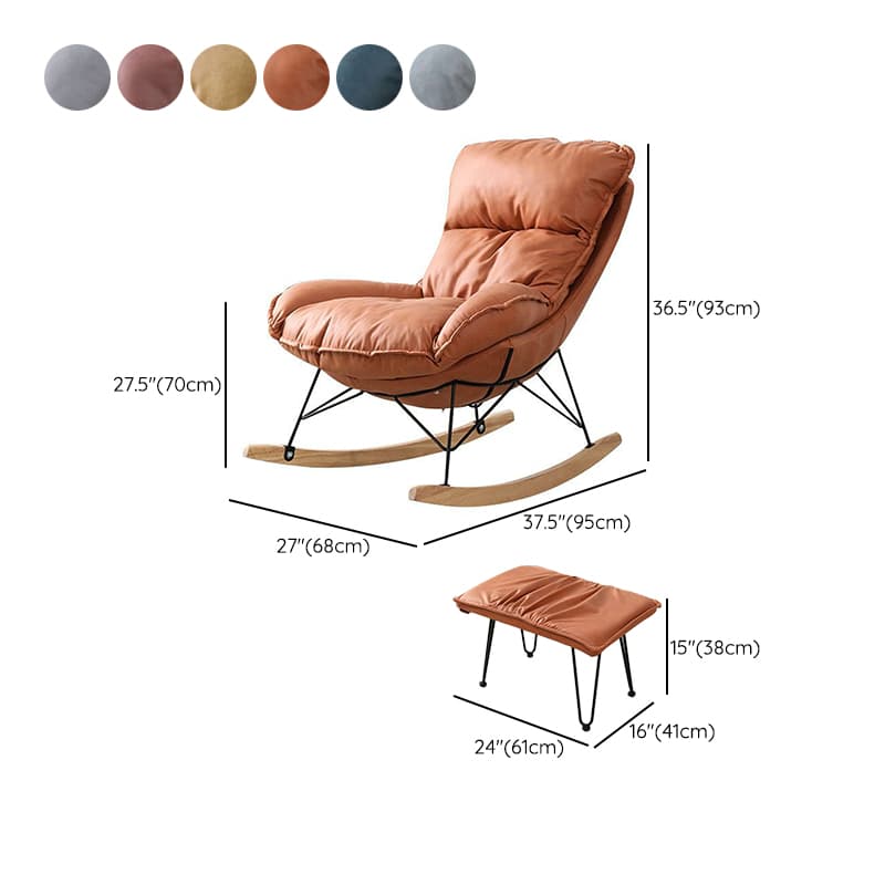 Stationary Rocker for Nursery Natural Wood Finish with Ottoman and Rear thumbnail 24