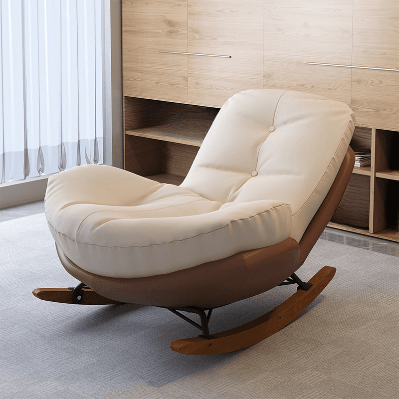 Stationary Upholstered Rocking Chair with Cushioned Rear in a Scandinavian Style, Footstool Included/Not Included thumbnail 5