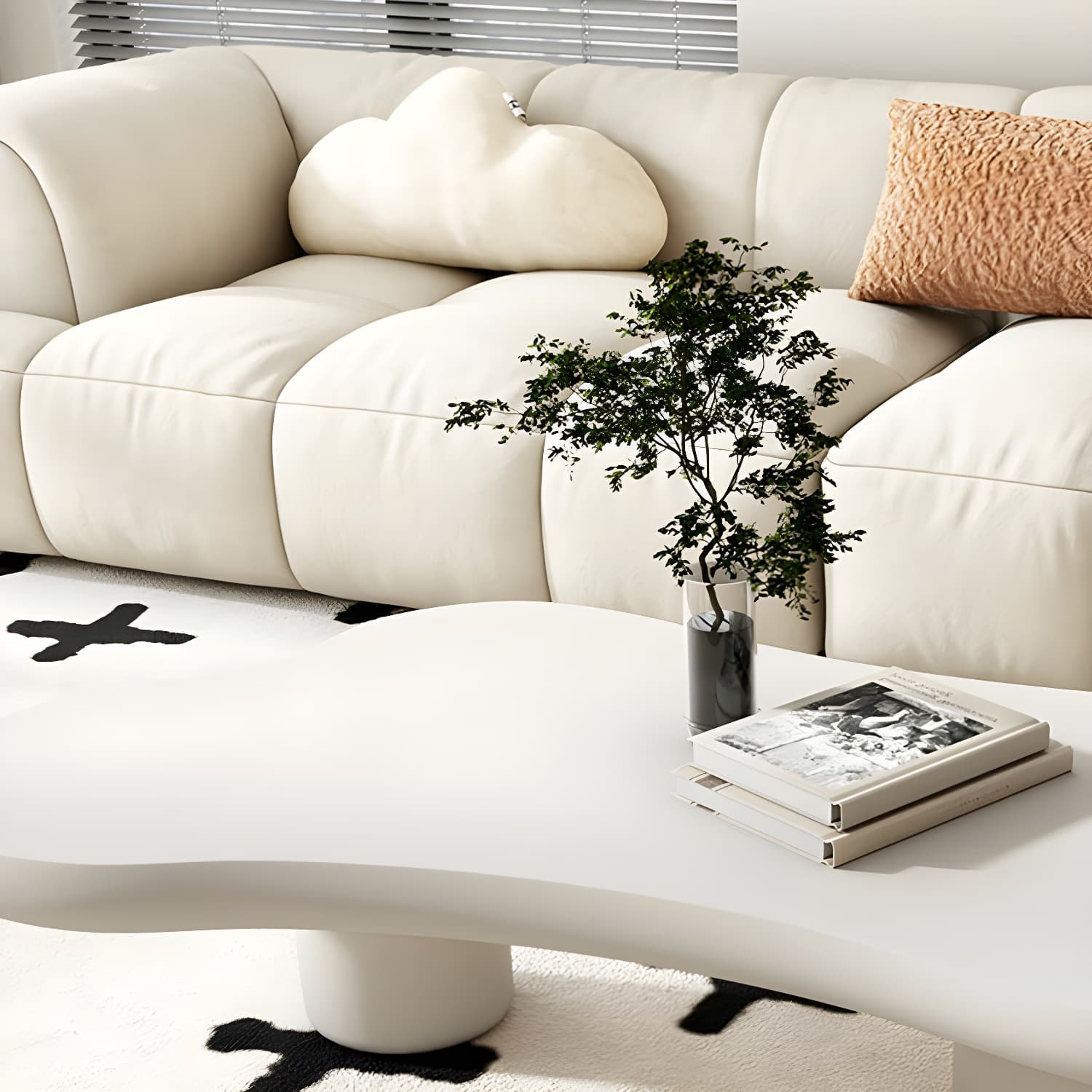 Cloud Shape Coffee Cocktail Table in Solid Wood Modern Style thumbnail 12