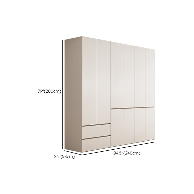 White Minimalist Manufactured Wood Wardrobe Closet with 2 Drawers, Soft Close Door, Interior Shelves, and Clothing Rod thumbnail 23