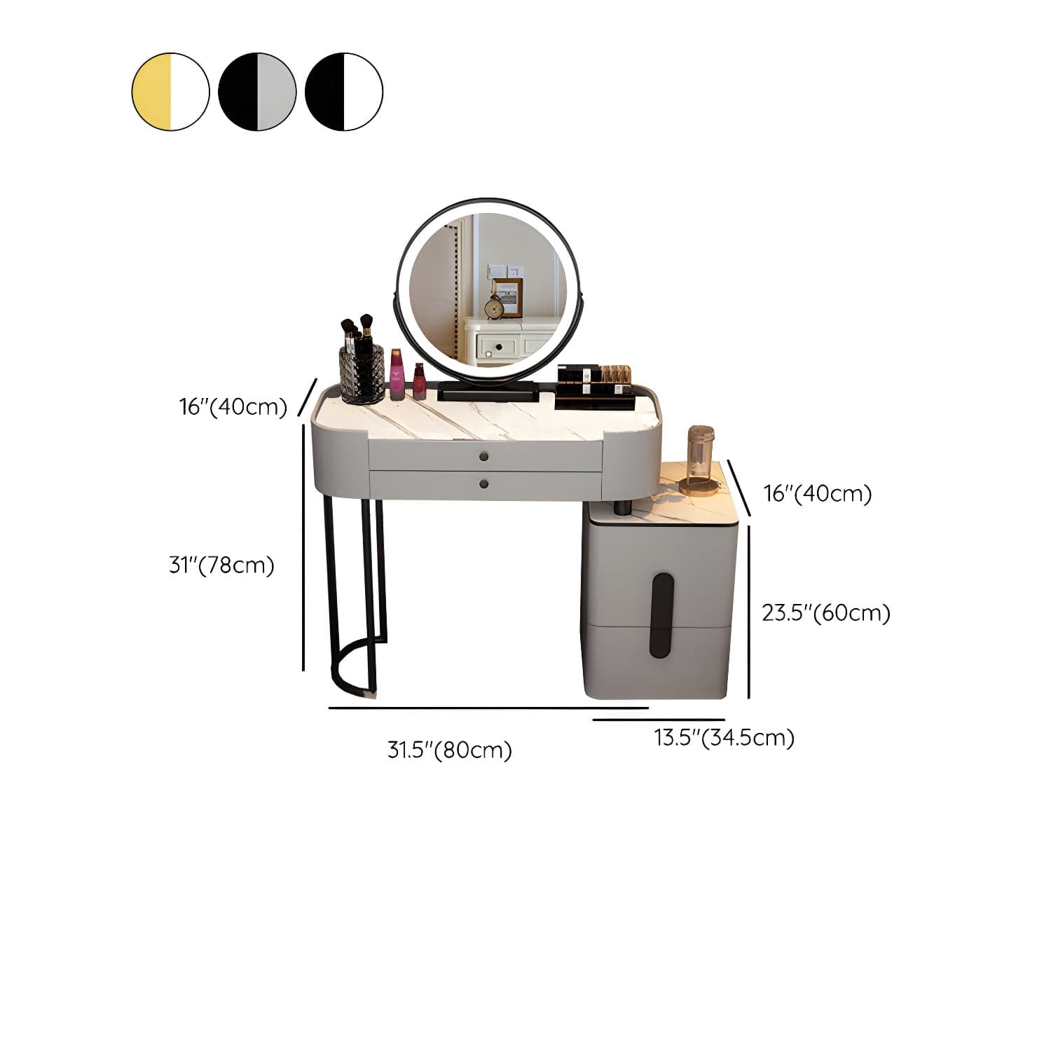 Contemporary Wood Make-up Vanity 15.75" Wide Make-up Vanity with Drawers thumbnail 23