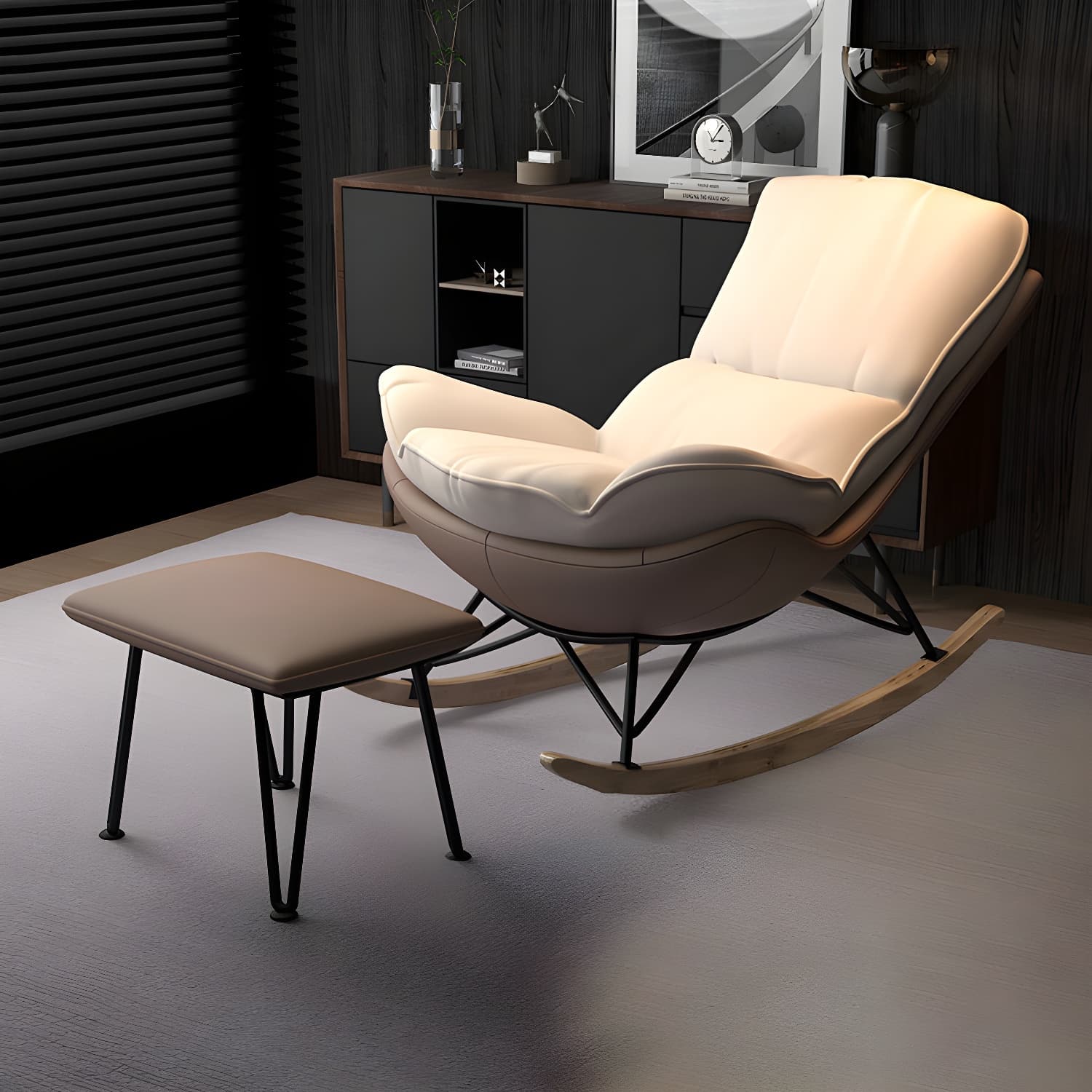 Modern Tufted Cushions Glider Spindle Children Glider with Ottoman thumbnail 9