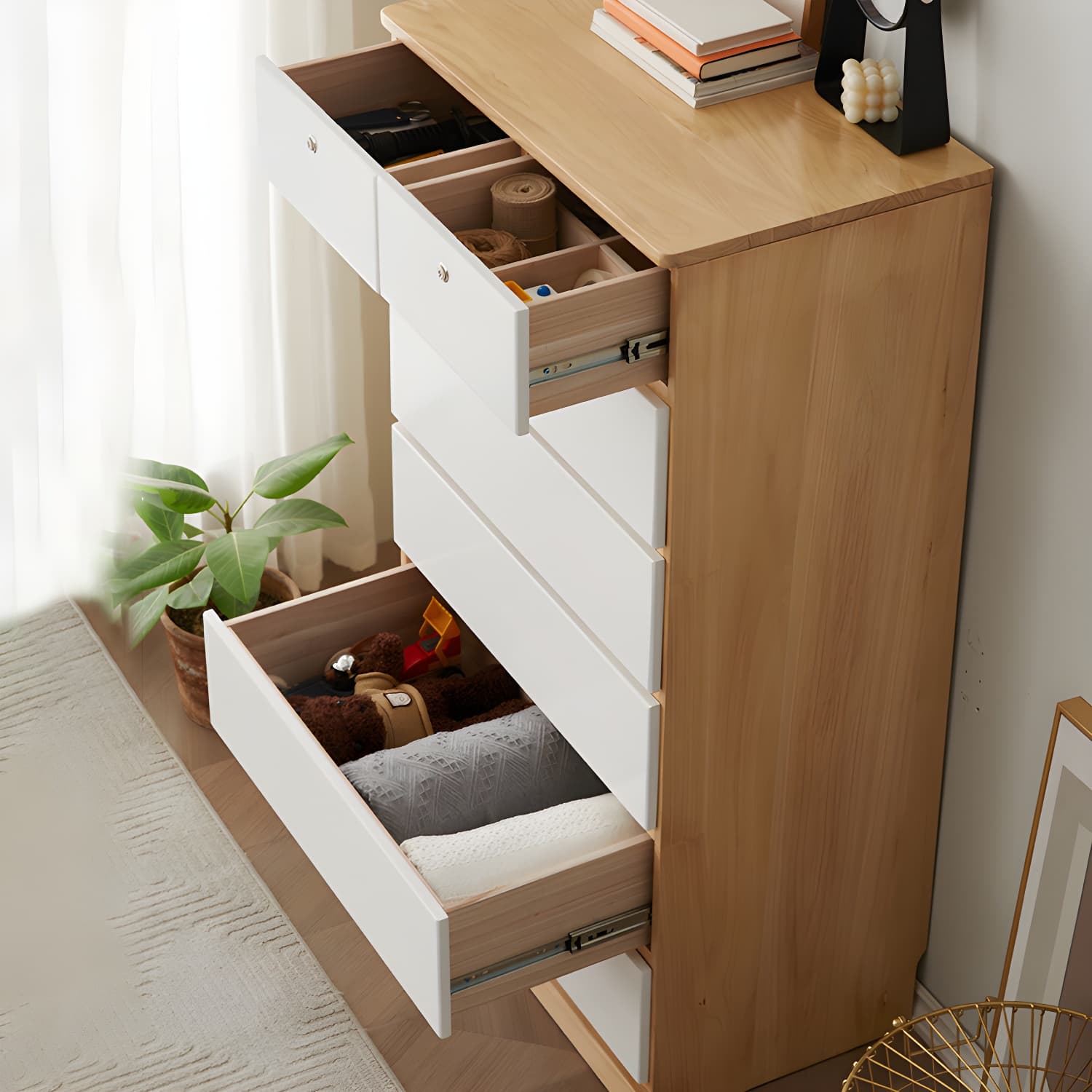 Elegant Medium Wood Scandinavian Dresser with Self-Close Drawers thumbnail 11