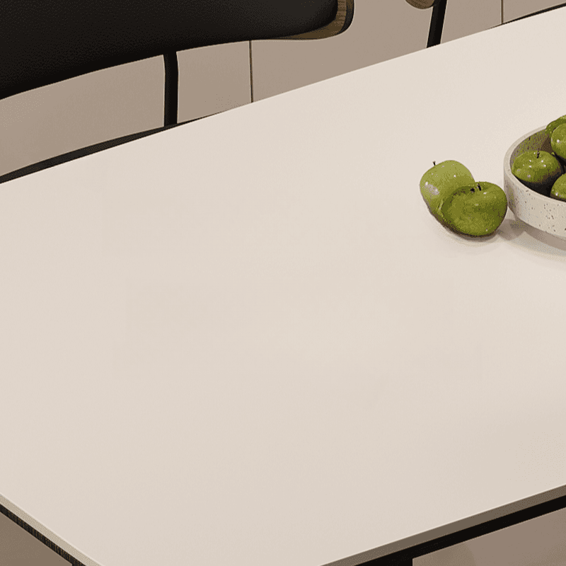 Minimalist Dining Table Set with Two-sided Pedestal, Fixed Table, Padded Chair with Back, and White Table Top thumbnail 9