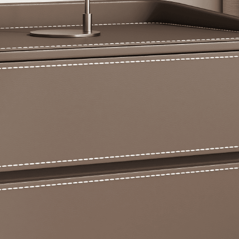 Contemporary 3 Tiers Genuine Leather Drawer Storage Bedside Table thumbnail 17