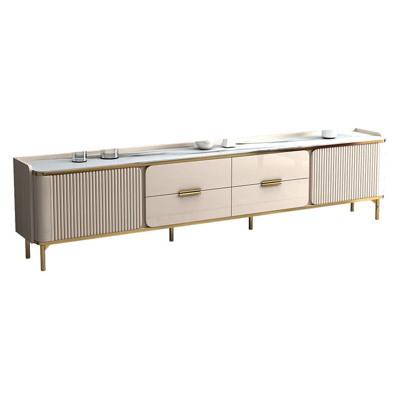 Sintered Stone Rectangular TV Stand for Sitting Room with 4-Drawer/2-Drawer, 2 Cabinets, and Cable Management thumbnail 3
