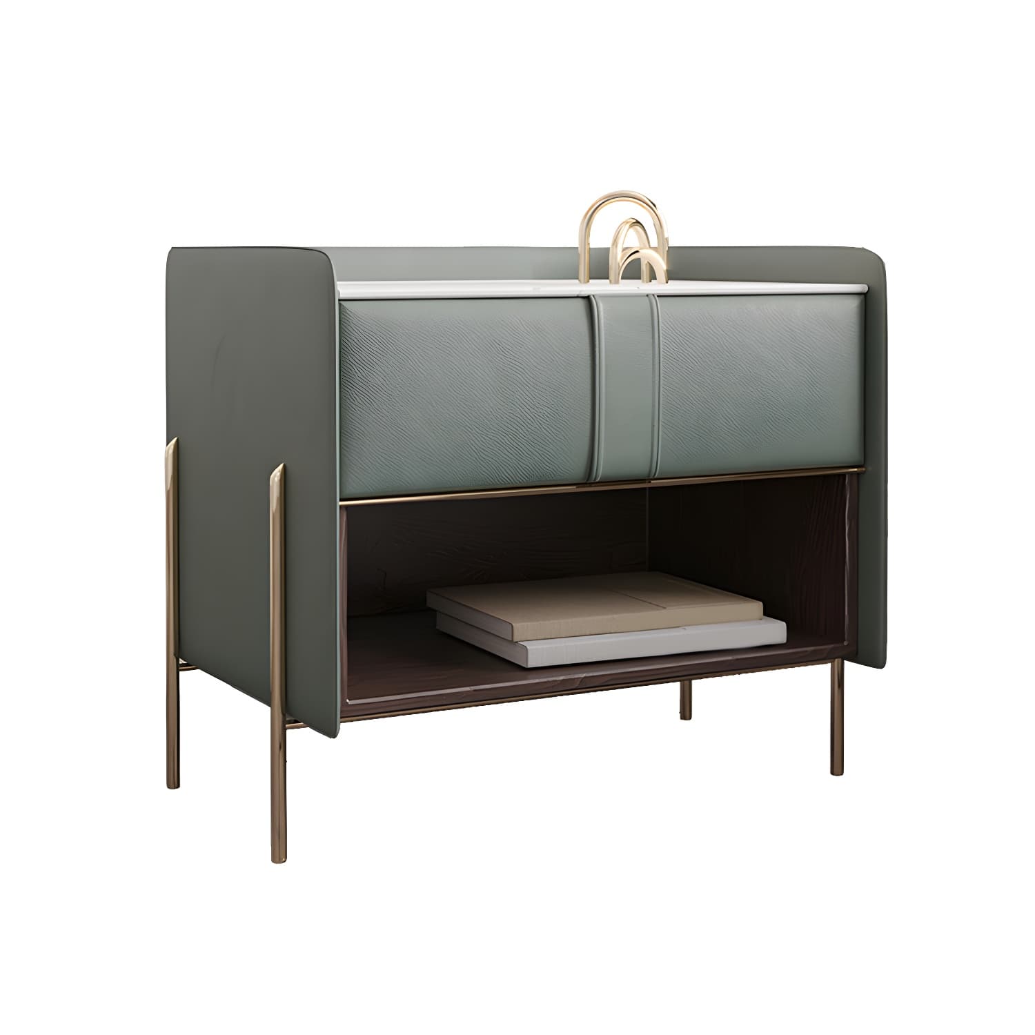1-Drawer 1-Shelf Accent Table Nightstand 20.47" Tall Stone Nightstand thumbnail 10