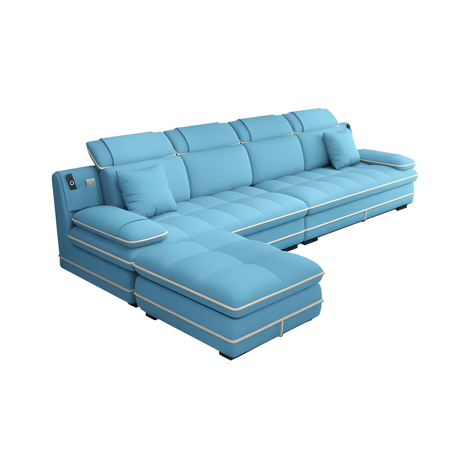 Elegant Gray Curved Sectional Sofa with Scandinavian Wooden Frame thumbnail 8
