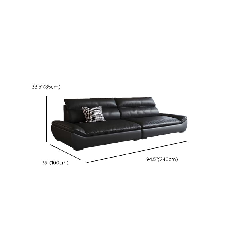 Contemporary Modern Solid Color Stain Resistant Standard/Single Sofa in Midnight Black, Seats 4/5/3 with 1 Pillow thumbnail 10