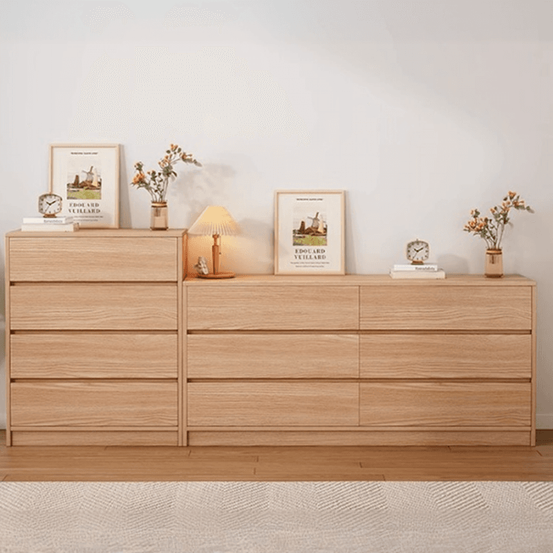 Natural Simplistic Natural Wood Double Dresser/Bachelor Chest/Lingerie Chest with 6/8/5 Drawers in Horizontal/Vertical Orientation thumbnail 2