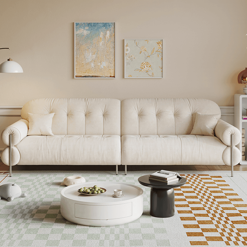 Tear Resistant Standard Sofa with Pu/Flannel Upholstery in Grey/Auburn/Ivory thumbnail 13