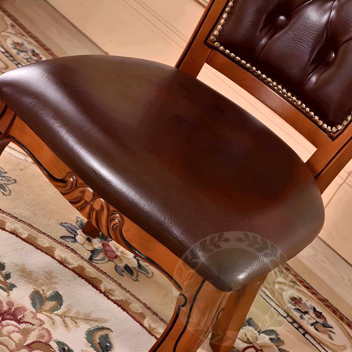 Leather High Back Dining Side Chair Kitchen Side Chair with Solid Wood Legs thumbnail 15