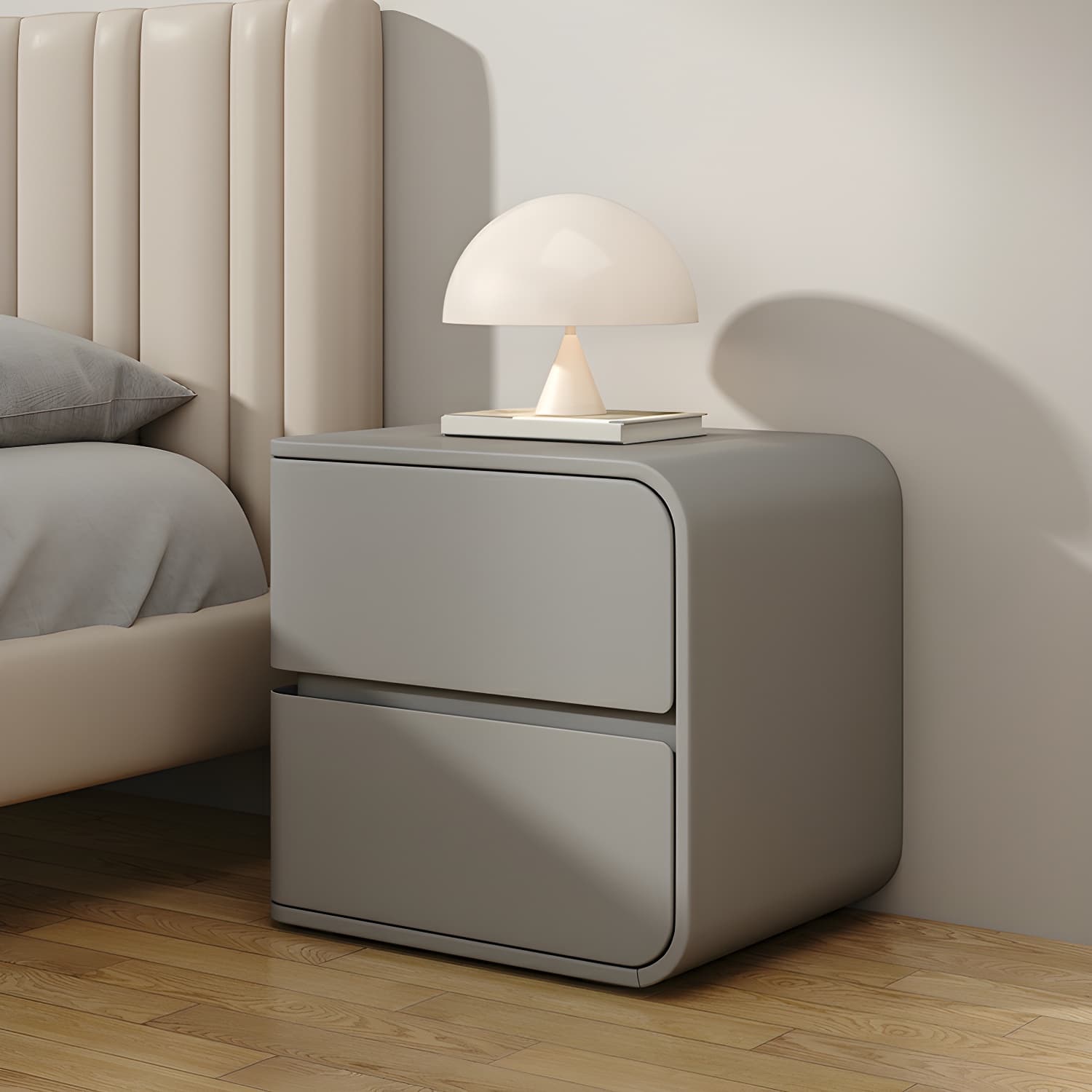 Rounded Corners Nightstands Solid Wood with Silent Buffer Guide Rail thumbnail 5