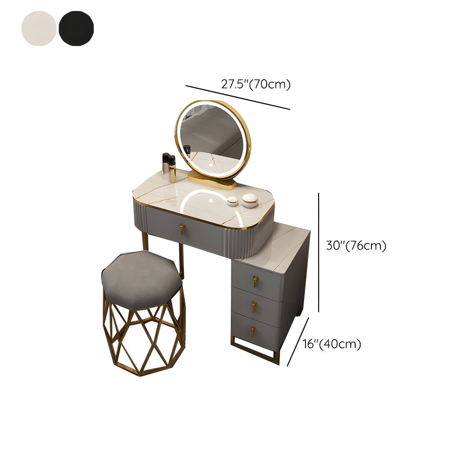 Contemporary Makeup Vanity Desk Table 29.9" H Bedroom Makeup Counter thumbnail 30