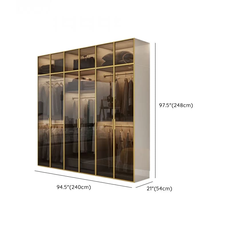 White Trendy Reclaimed Wood Almirah with Soft Close Drawer, Interior Shelves, and Hanging Rod thumbnail 28