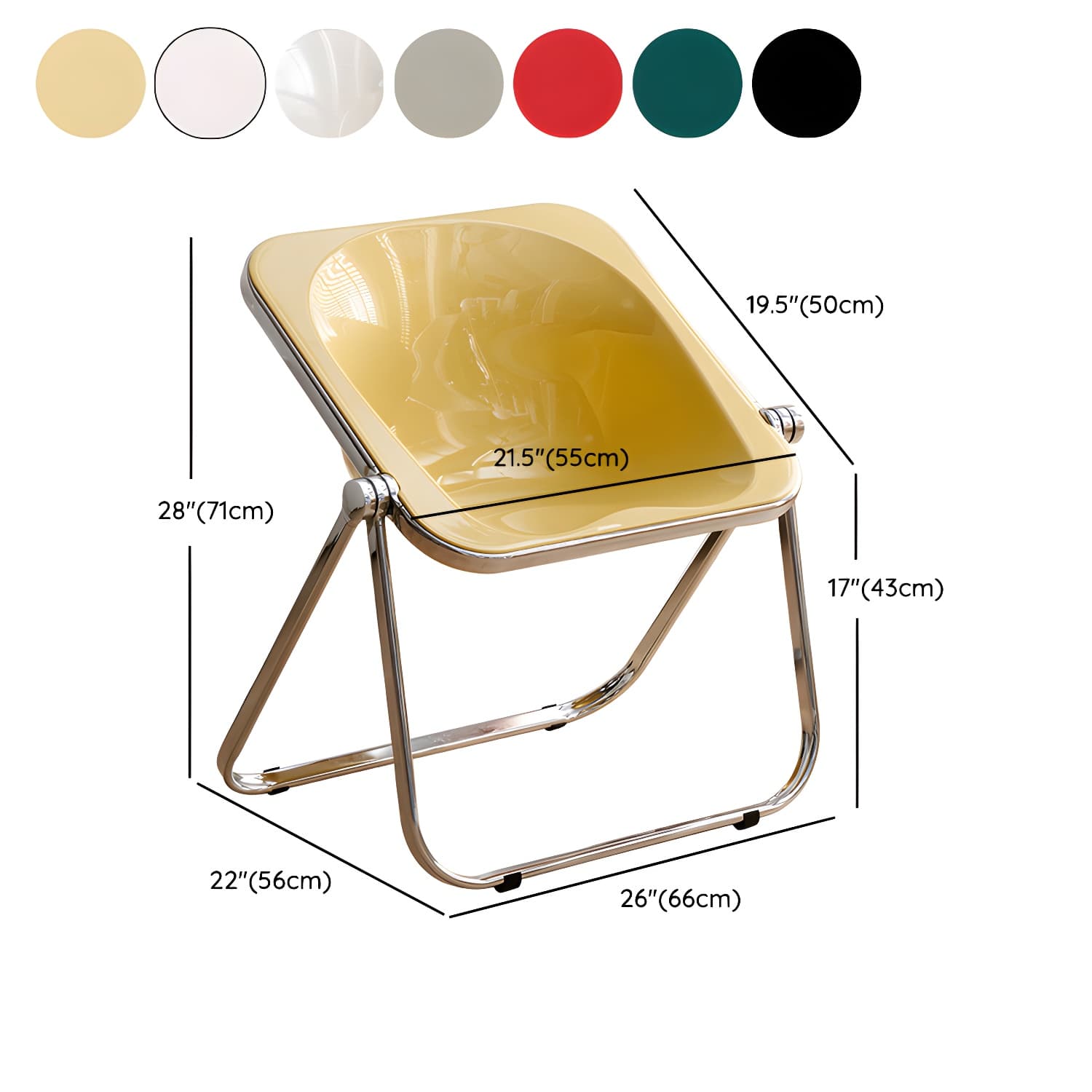 Modern Collapsible Side Chair with Low Back and Foldable Design in Plastic & Acrylic thumbnail 19