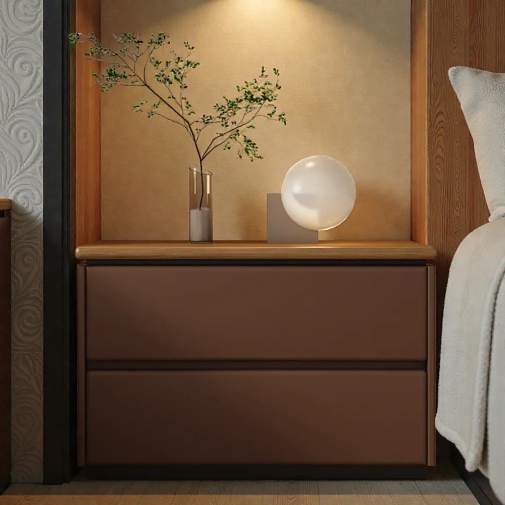 Modish 2 Tiers Drawer Storage Bedside Table with Laminate Countertop thumbnail 24
