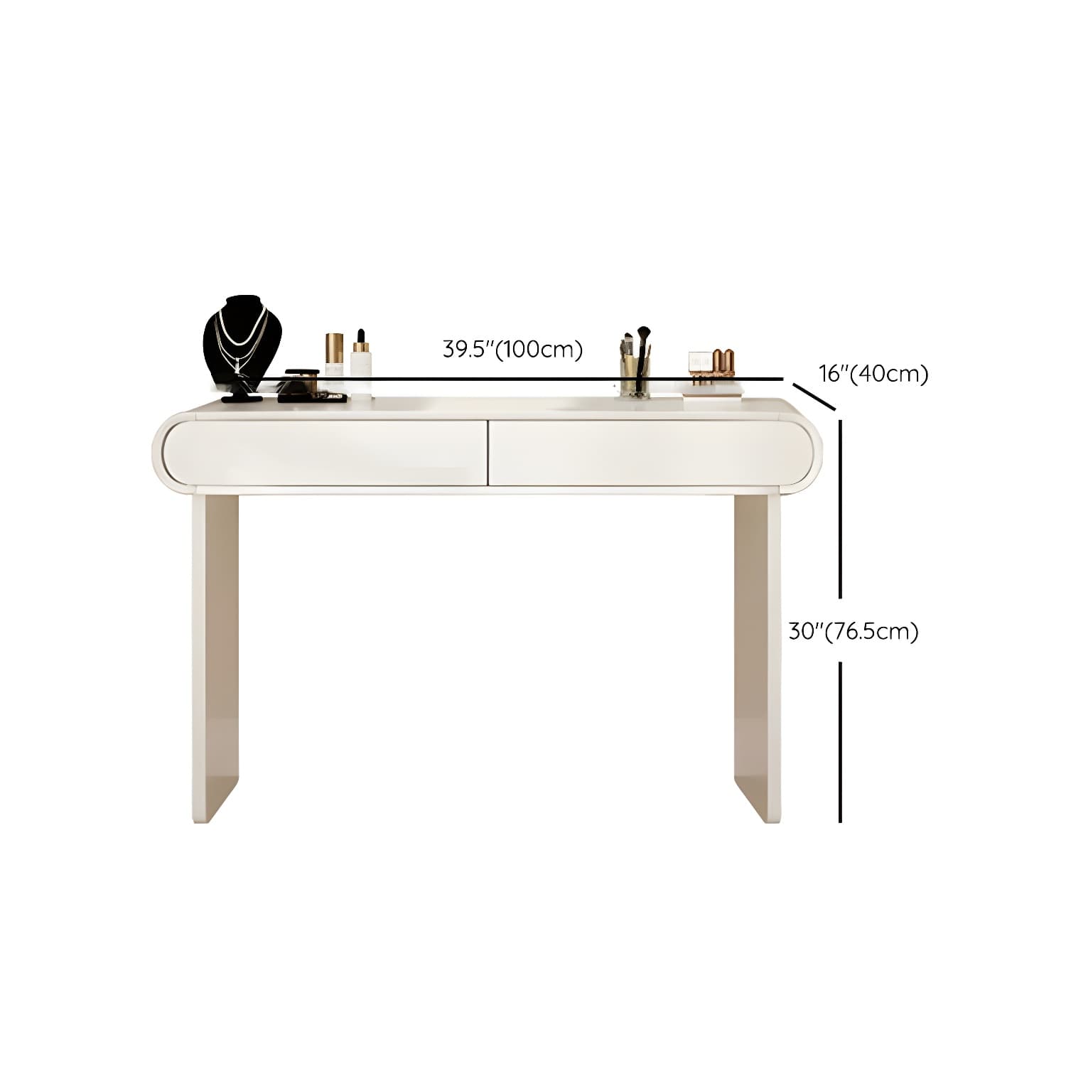 Modern White Wooden Makeup Vanity With Soft Close Drawers & Easy Assembly, Standard Width thumbnail 18