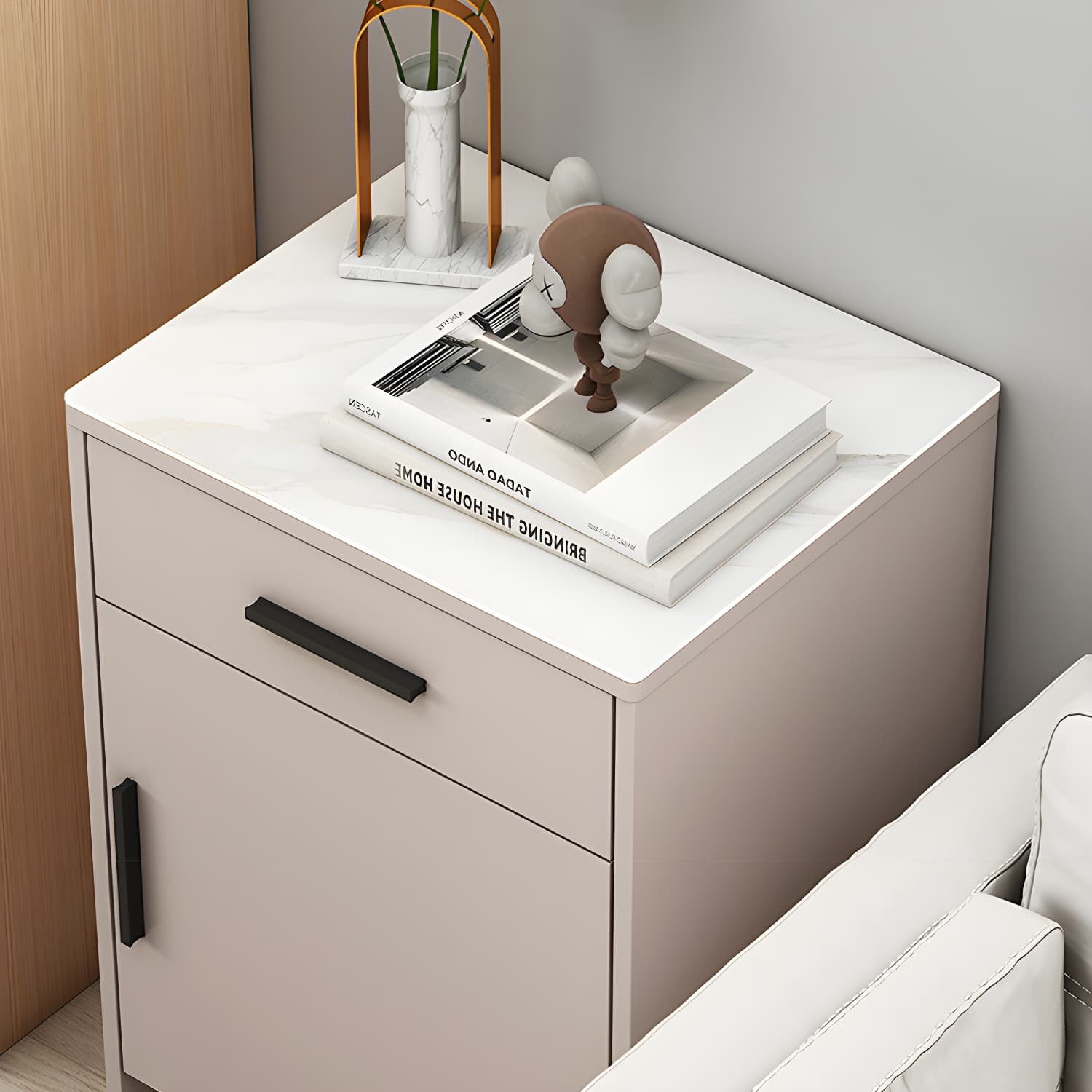 Modern Stone Top Accent Cabinet with Drawer Storage Cabinet 18.9" Long thumbnail 9