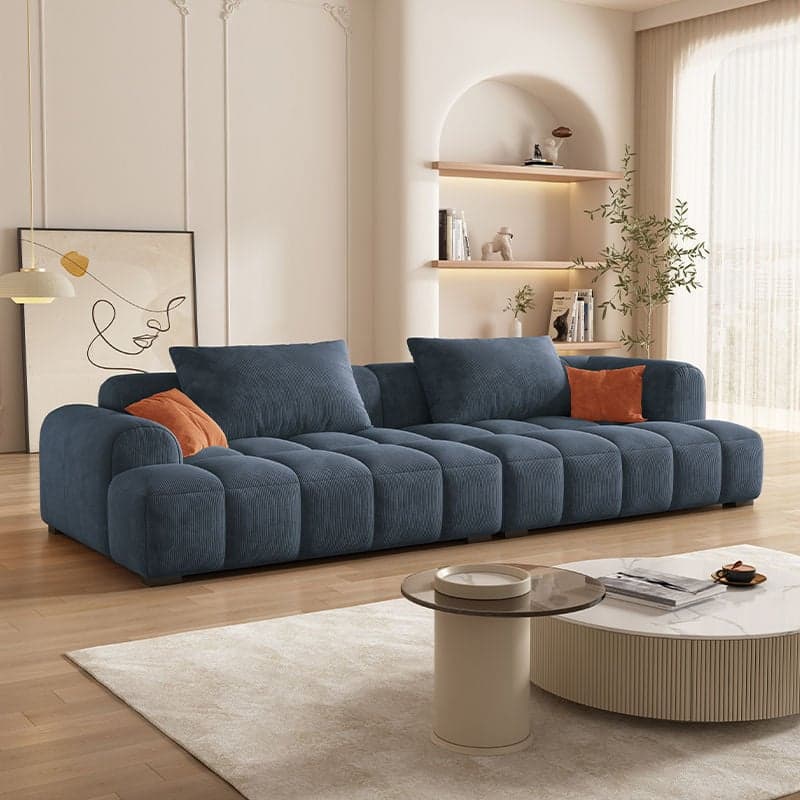 Vibrant Peony/Cerulean/Tangerine Color Sofa Couch with Round Arm and Concealed Support thumbnail 4