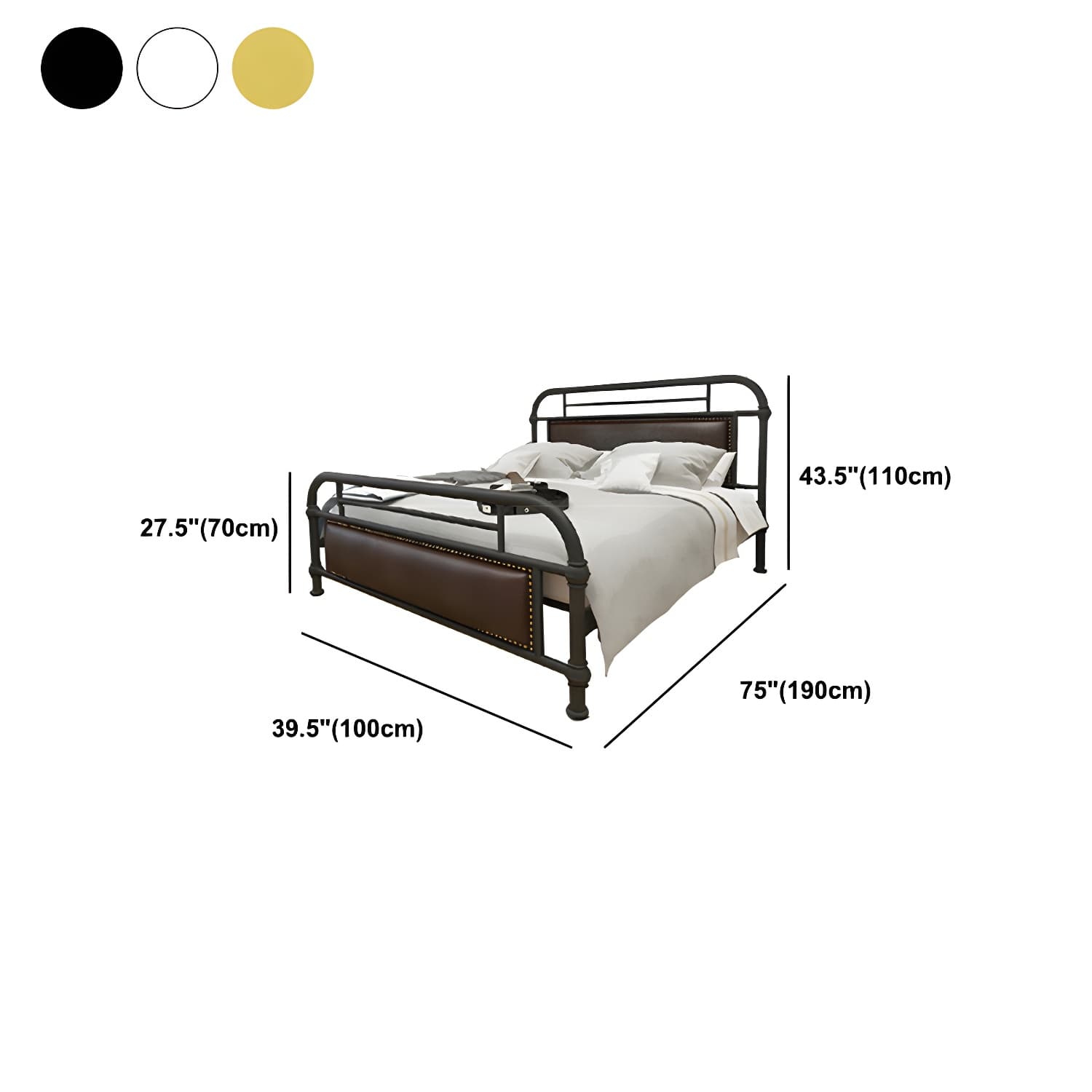 Industrial Nailhead Upholstered Bed Frame Metal 43.3" Tall Bed thumbnail 11