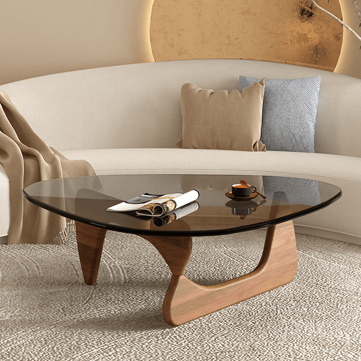 Simplistic Pennels Tempered Glass Single Side Table with Abstract Base Indoor Use thumbnail 12
