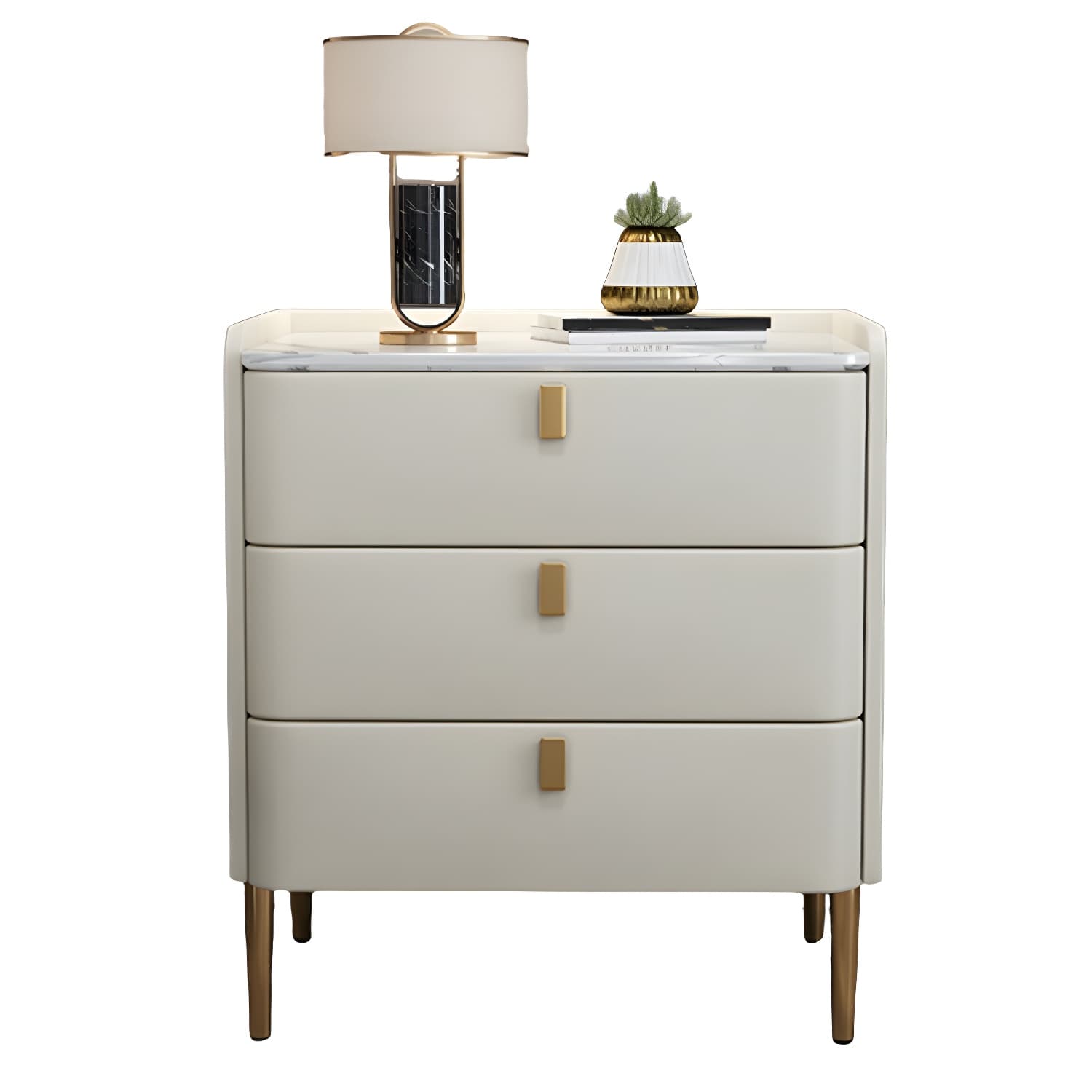 Glam Style Sintered Stone Top Drawer Storage Nightstand for Bedroom thumbnail 27