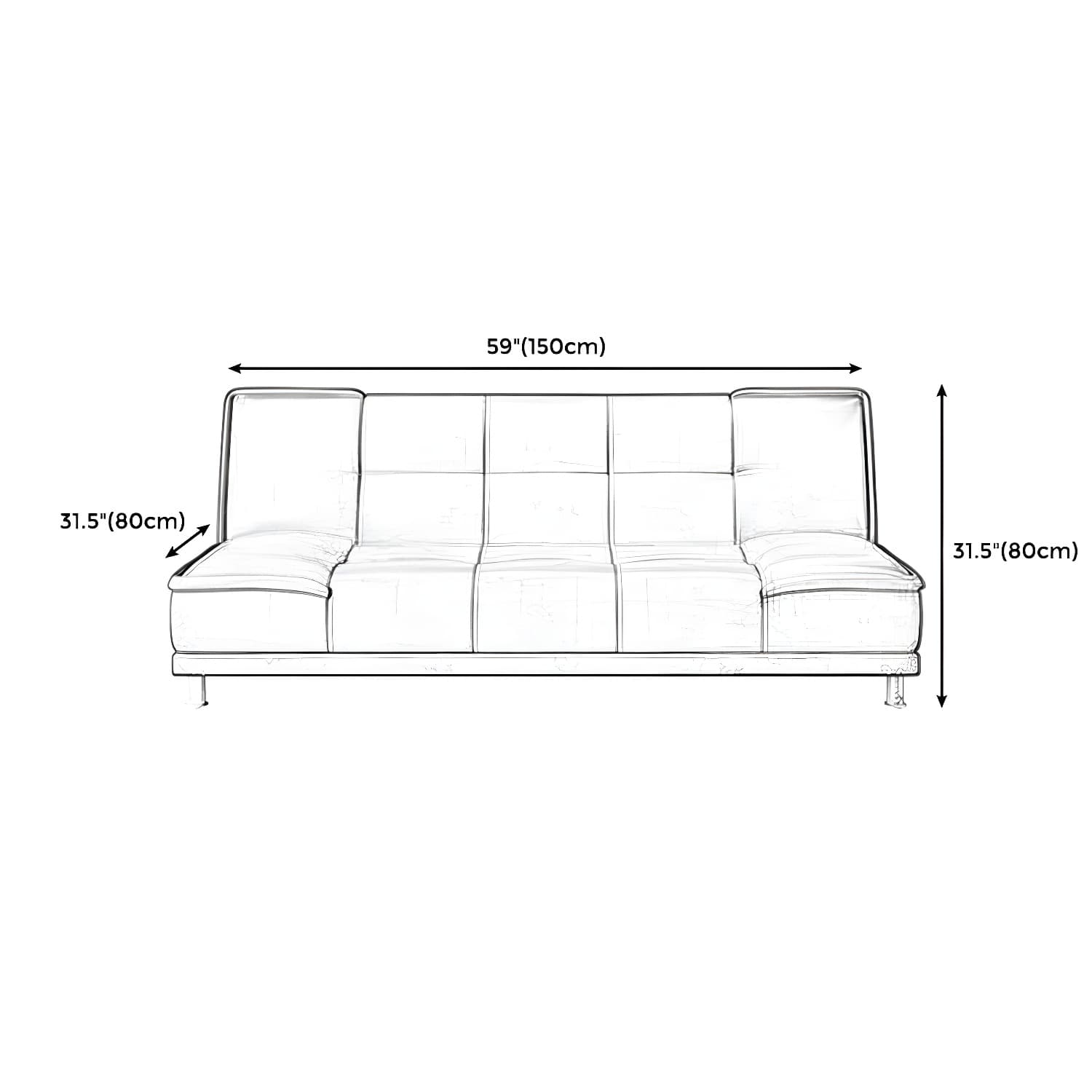 75"Modern Minimalist Armless Foldable Sleeper Leather Settee thumbnail 16