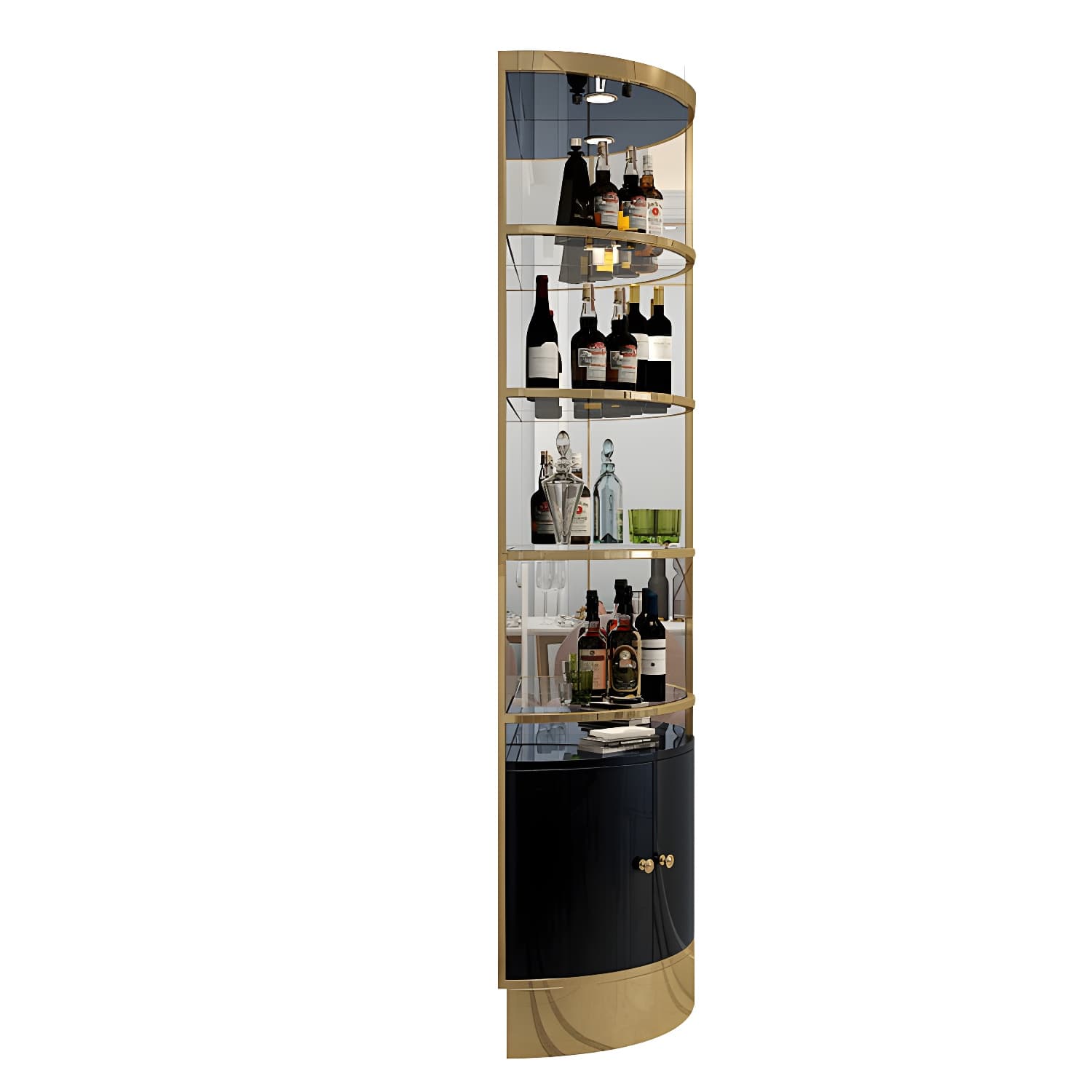 Glam Style Solid Color 2-door Corner Cabinet with Shelves for Living Room thumbnail 10