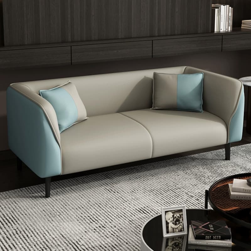 Contemporary Faux Leather Tuxedo Sofa with Water Resistant Design and Foam Seat Cushions thumbnail 7
