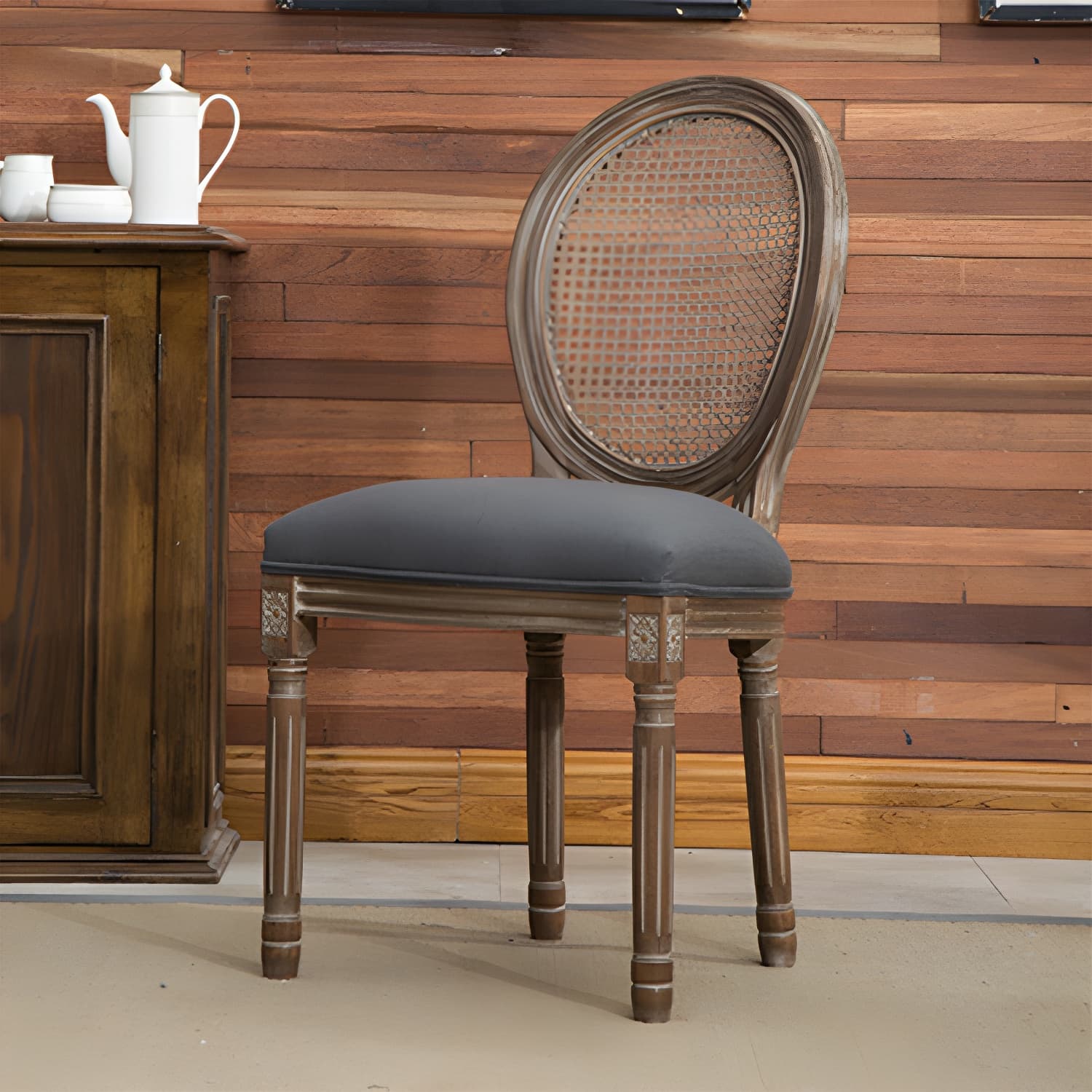 Farmhouse Dining Chair with Wood Legs King Louis Back Side Chair for Home Use thumbnail 9