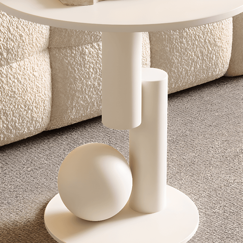 White/Midnight Black Scratch-proofed Oval Sintered Stone Board Game Coffee Table with Abstract Base and 1 Drawer for Living Room thumbnail 12