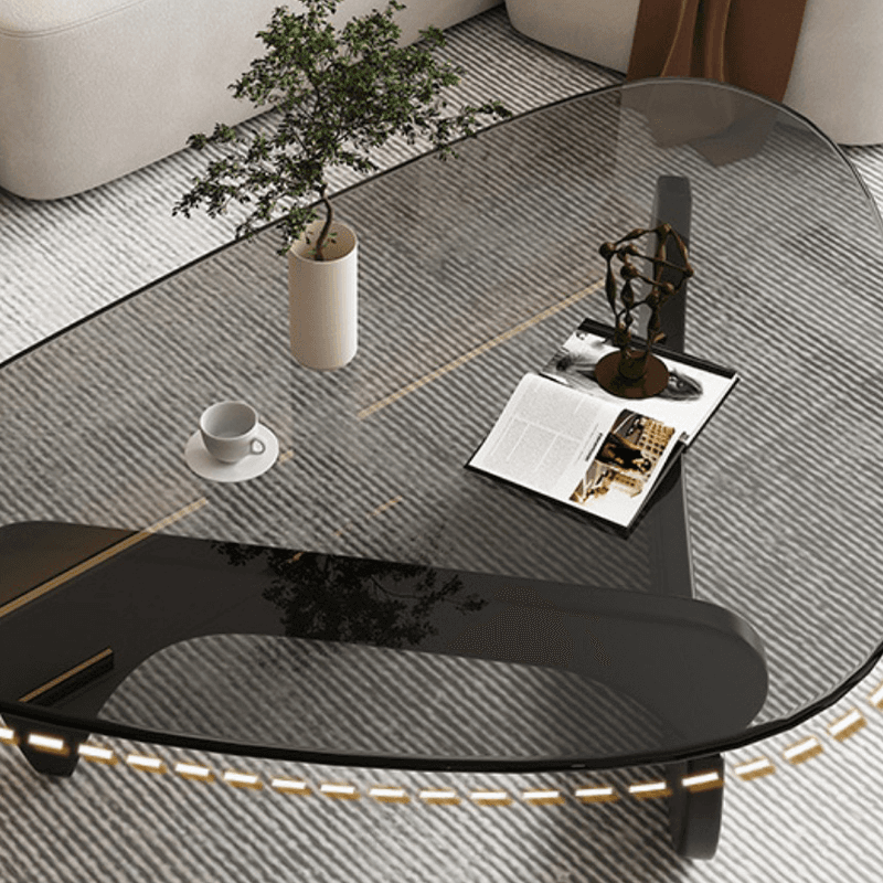 Simplistic Pennels Tempered Glass Single Side Table with Abstract Base Indoor Use thumbnail 9