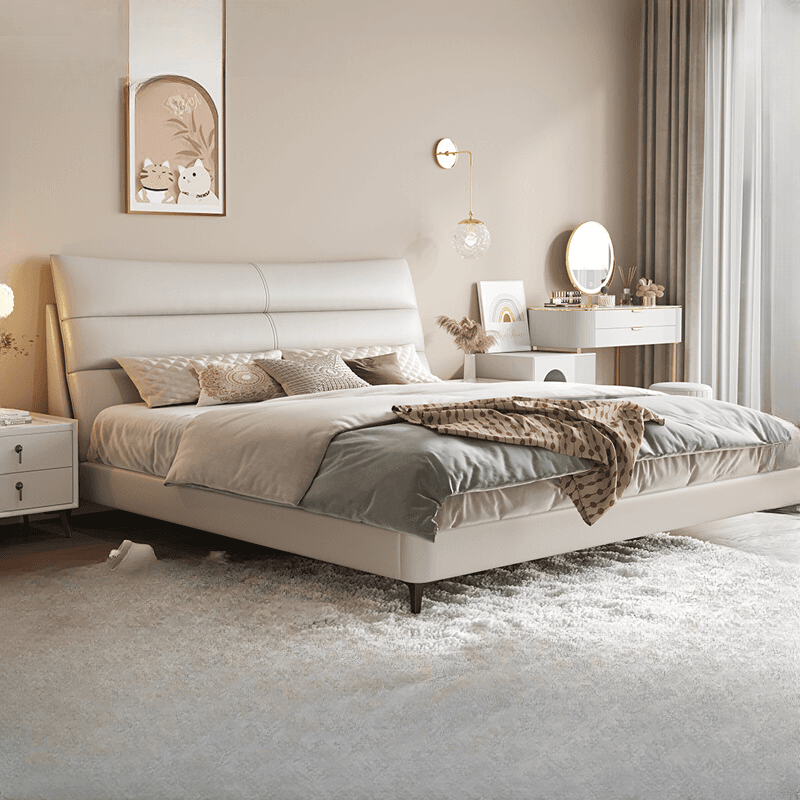 Solid Color Timber Framed Platform Bed With Storage/Panel Bed for Bedroom thumbnail 1
