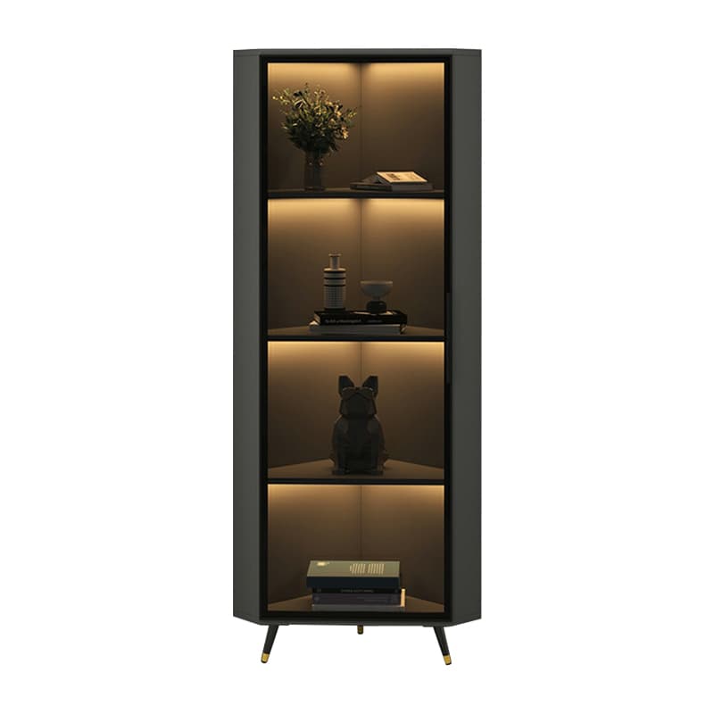 Golden Metal Corner Accent Cabinet with Glass Doors & Lighting Included thumbnail 7