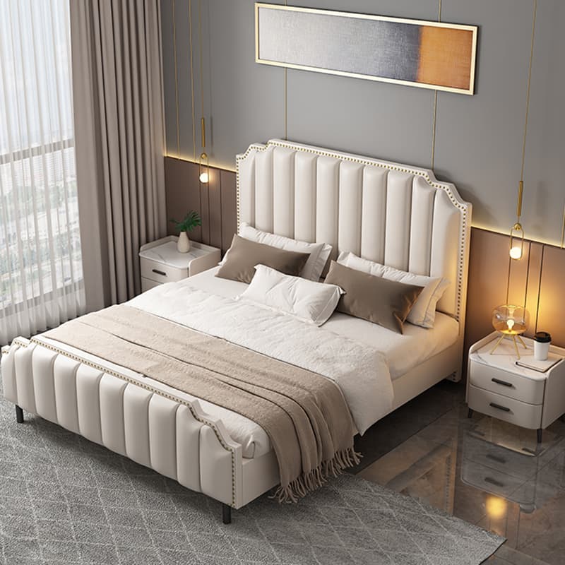 Modern Wood Panel Headboard Upholstered Sponge Fully in Lavish Gray Colors with Elegant Legs thumbnail 10