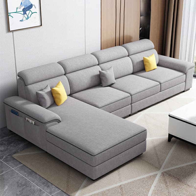 Modern L-Shape Right Hand Facing Sofa & Chaise with Concealed Support thumbnail 6