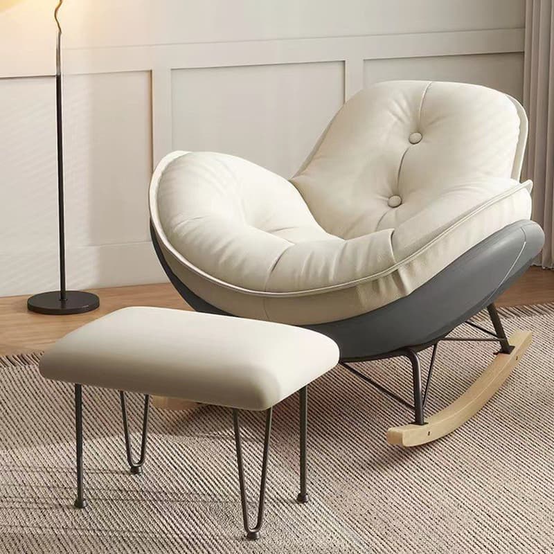 Modern Butter Color/Grey/Auburn Upholstered Padded Rocking Seat with Flared Arm, Scratch-repellent thumbnail 13